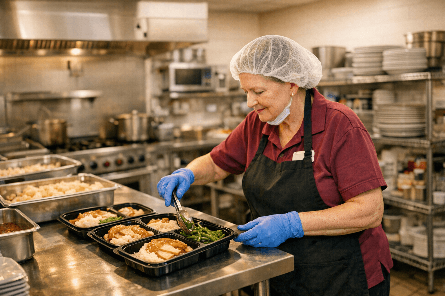 Secure grease collection container at a Southern California senior living community kitchen