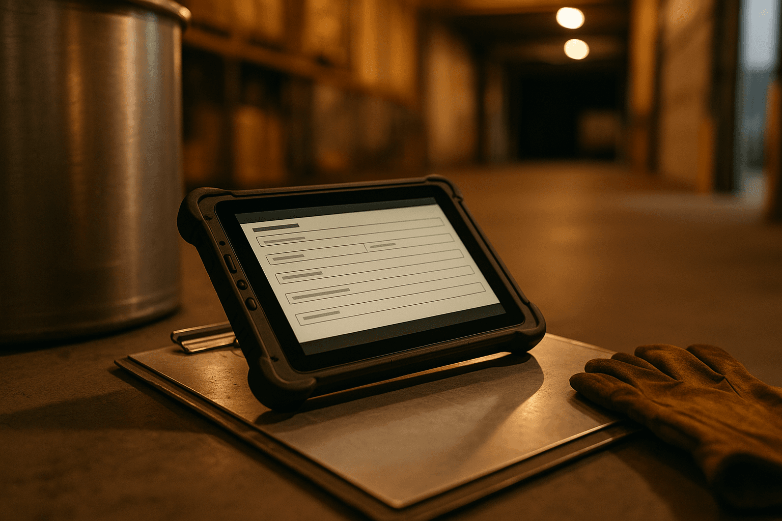 Digital manifest on a rugged tablet at a restaurant used cooking oil collection visit