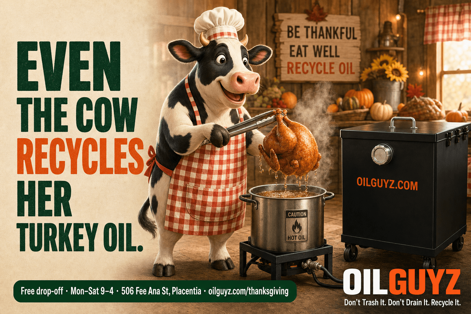 Even the cow recycles her turkey oil meme
